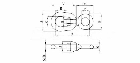 Fornitori di parti metalliche Catena girevole a doppio occhio in acciaio inossidabile G-401